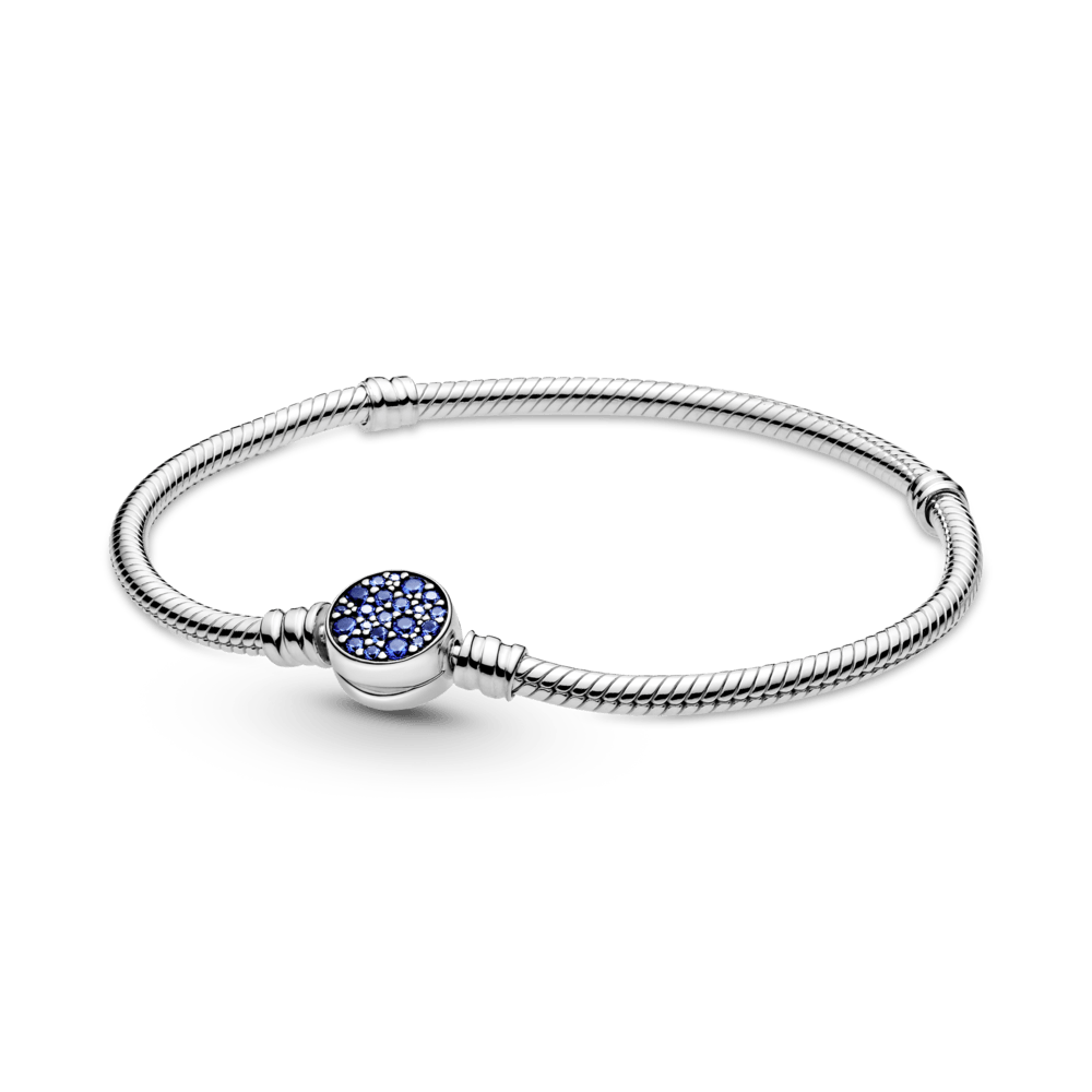 Brazalete Momentos Cadena de Serpiente con broche de disco Azul brillante