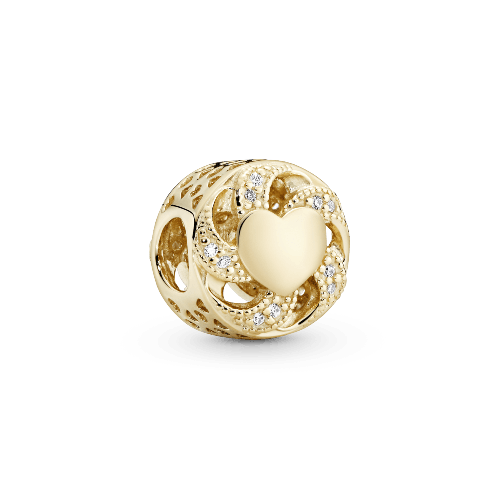 Charm calado Corazón con listón dorado