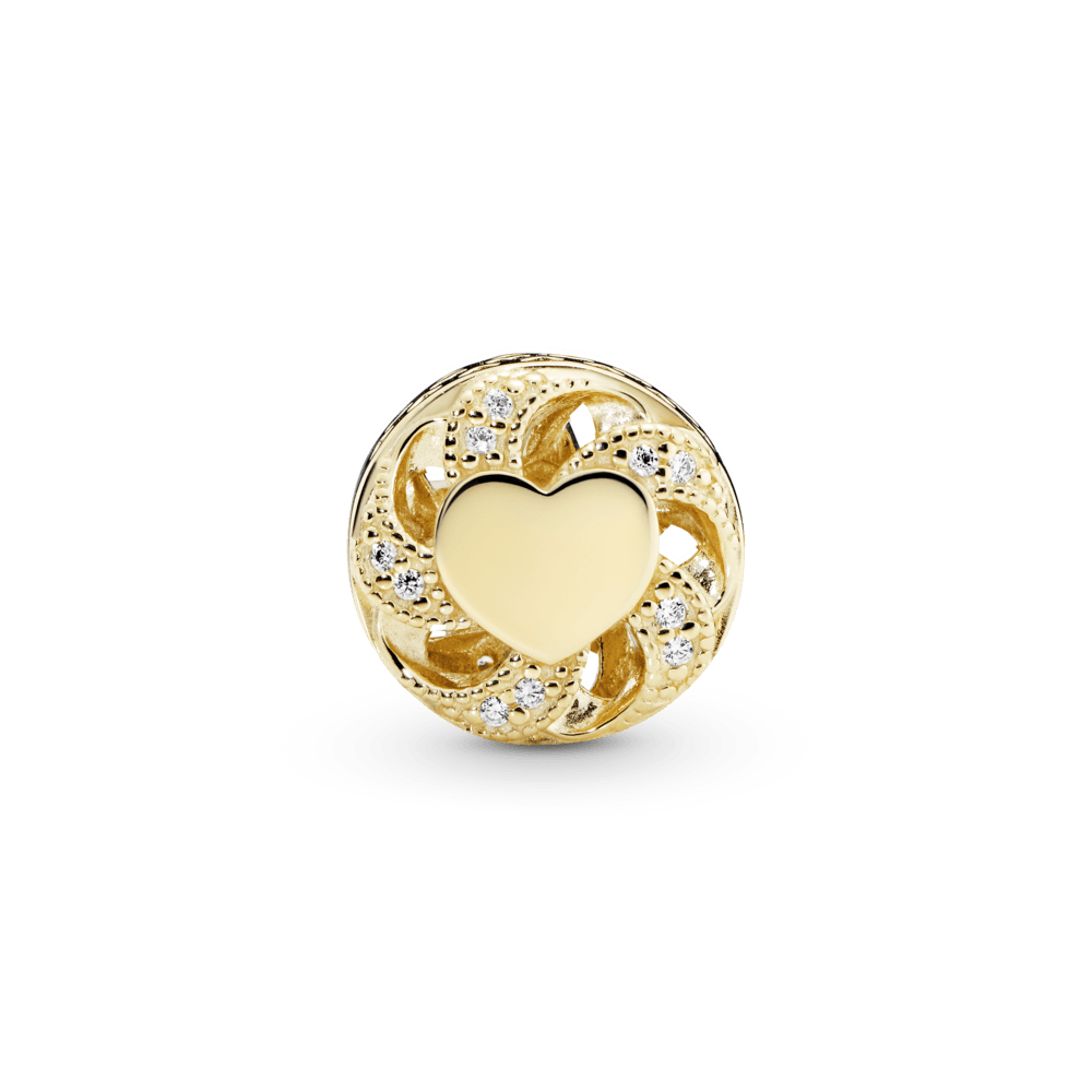Charm calado Corazón con listón dorado