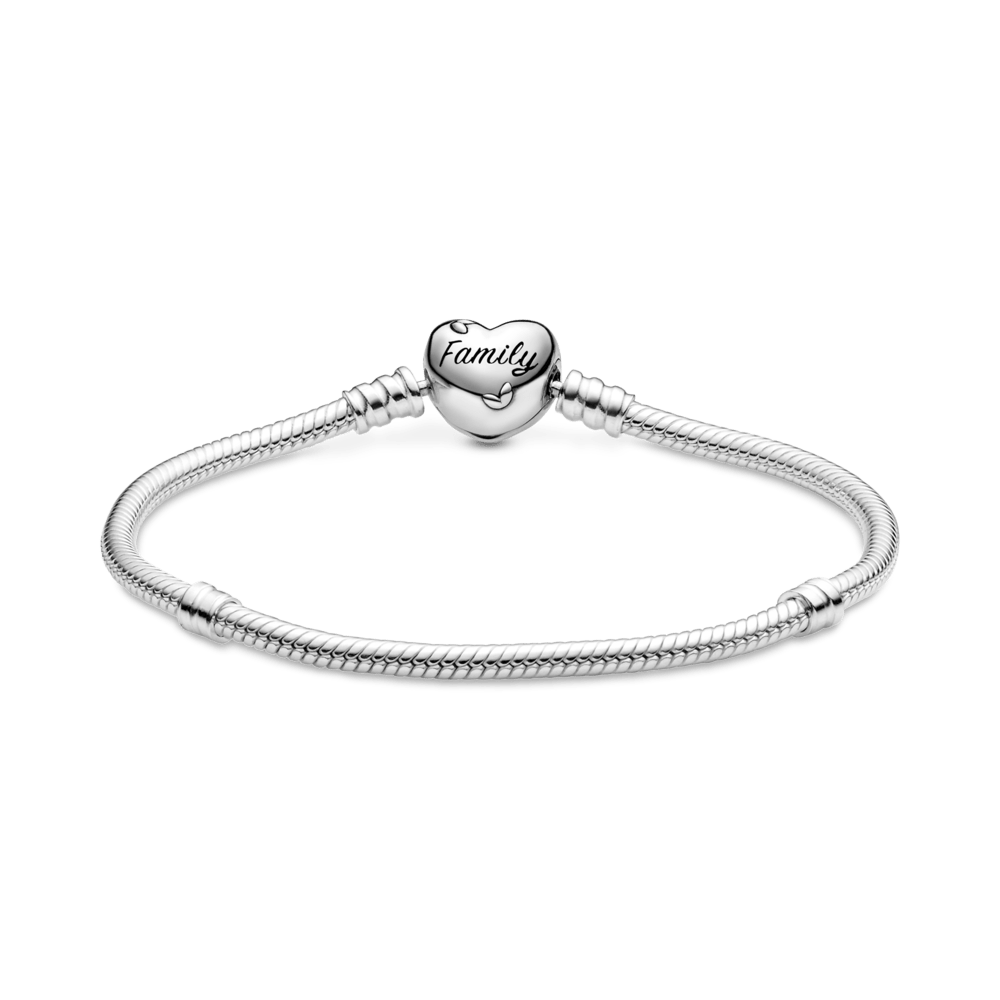 Brazalete Momentos Cadena de Serpiente con broche de Corazón Familia
