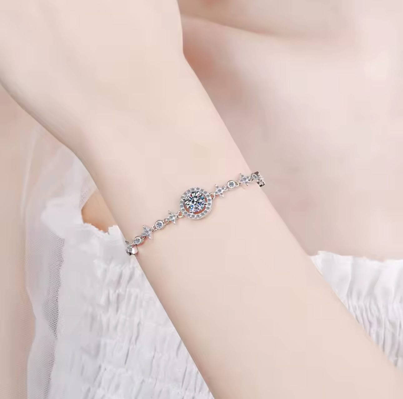 Pulsera de Moissanita de 6.5 mm en forma Circular