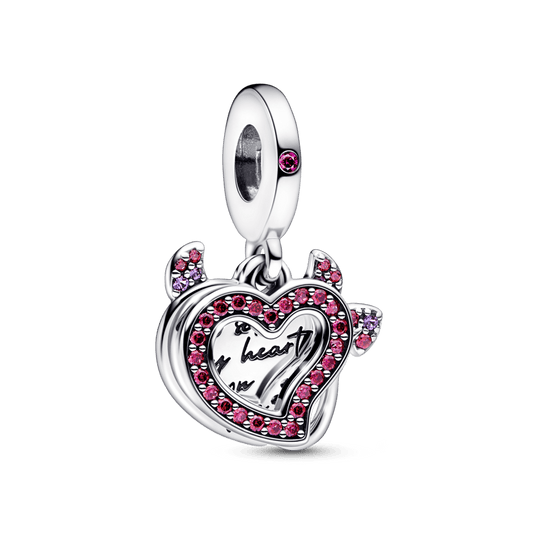 Charm colgante doble Corazón malvado