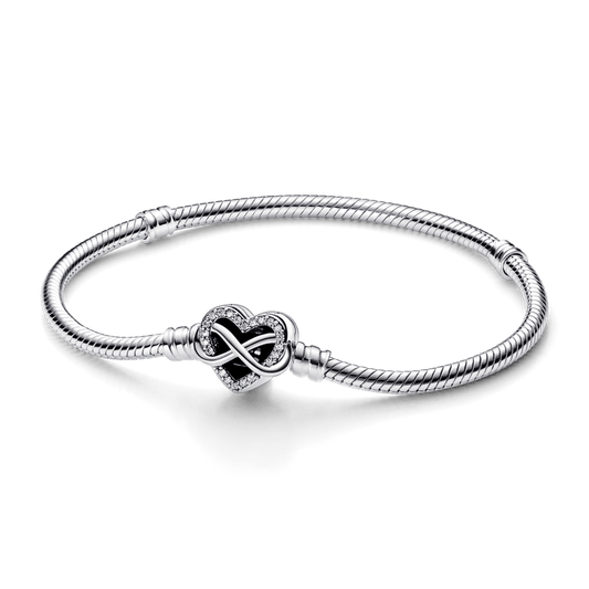 Brazalete Momentos Cadena de Serpiente con broche de Corazón Infinito