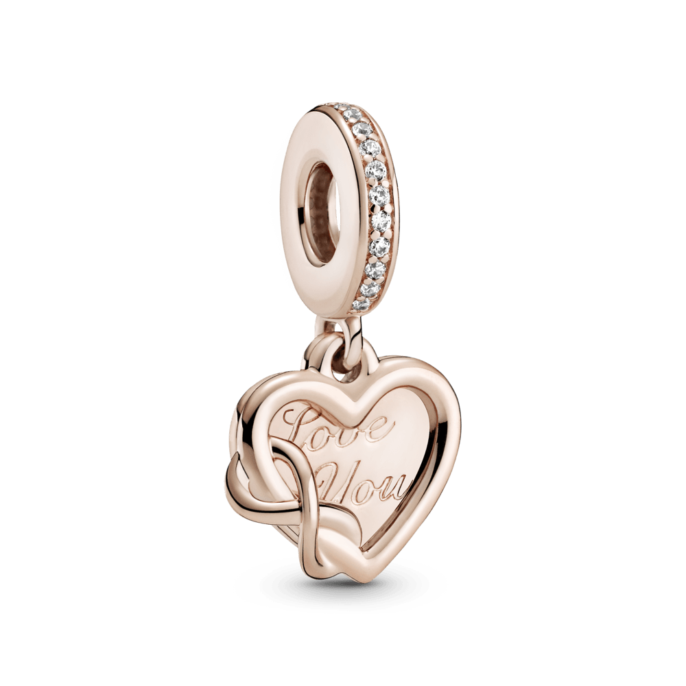 Charm Colgante Corazón Con Infinito Te Amo rosado