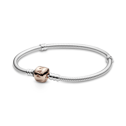 Brazalete Cadena de Serpiente con broche Momentos en Oro Rosa