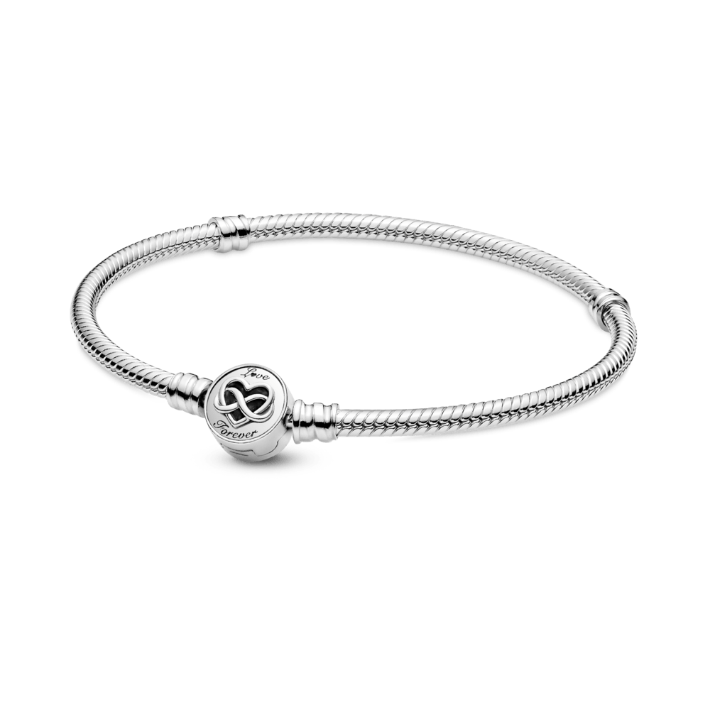 Brazalete Momentos Cadena de Serpiente con broche de Corazón con infinito