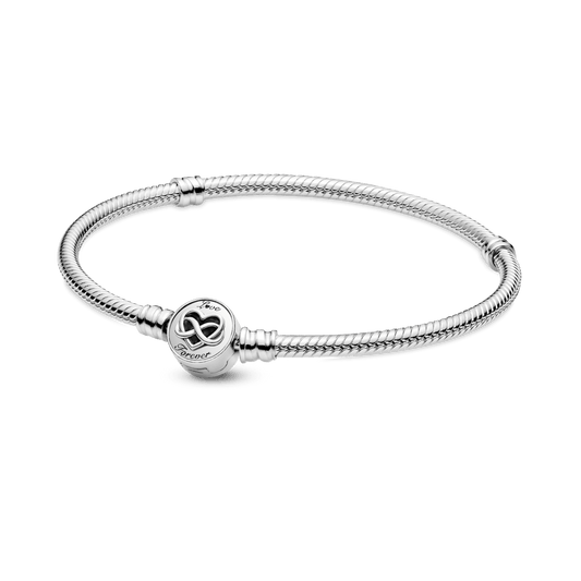 Brazalete Momentos Cadena de Serpiente con broche de Corazón con infinito