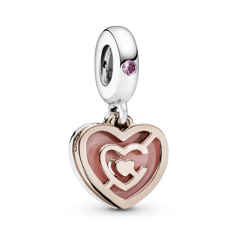 Charm Colgante Laberinto De Corazones Rosa