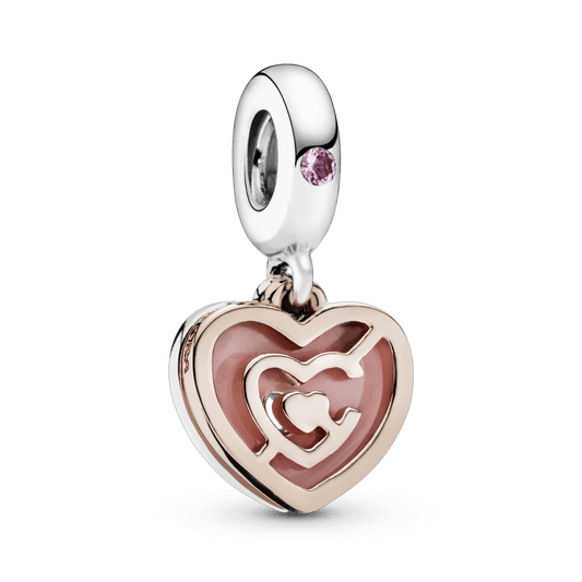 Charm Colgante Laberinto De Corazones Rosa