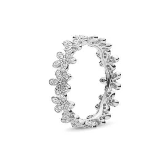 Anillo Flores con Zirconias incrustadas