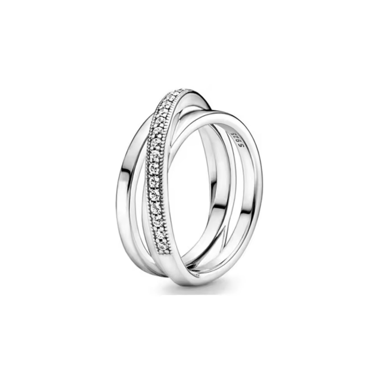 Anillo Entrelazado Plata y Zirconia