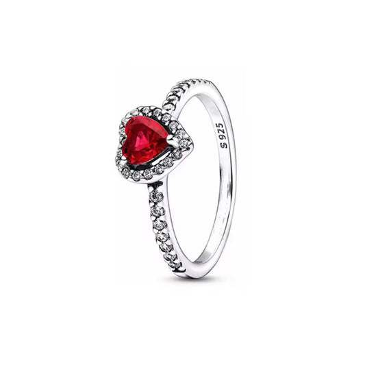 Anillo Corazón Brillante Elevado Plata y Zirconias