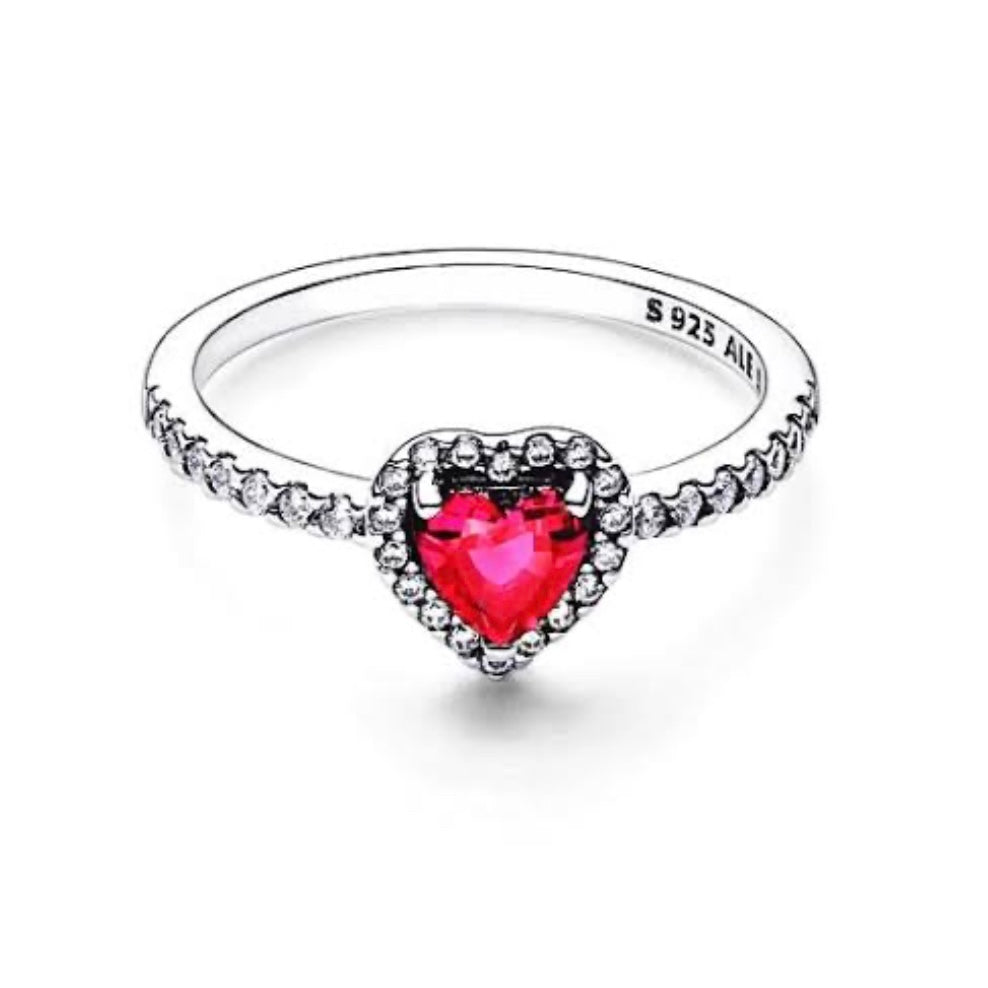 Anillo Corazón Brillante Elevado Plata y Zirconias