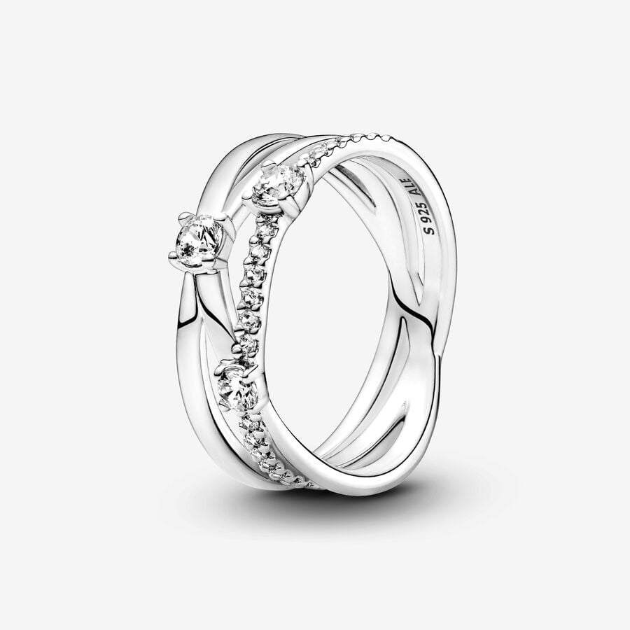 Anillo de Tres Lineas con Zirconias